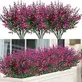 Mnixy 12 Bundles Artificial Flowers Outdoor Artificial Flowers UV Resistant Shrubs Plants Hanging Planter Home Wedding Porch Window Garden Decor (Fuchsia)