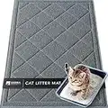 Sierra Concepts Large Cat Litter Mat 36"x24" - Kitty Box Pet Food Bowl Trapping Dirt, Soft on Paws Feeding Accessories, Waterproof, Anti Slip, Floor Door Mats Low Profile Heavy Duty Durable, Gray