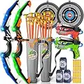 Bow and Arrow for Kids Toys with LED Lights - 51Pcs Archery Set Includes 2 Bows, 20 Suction Cups Arrows 2 Targets and 2 Quiver, Play Indoor and Outdoor for 3 4 5 6 7 8-12 Years Old Boys Girls Toys