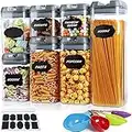 MULEVIP Contenitori Alimentari Set di 7 Contenitori Ermetici con Serratura Coperchi,Senza BPA Contenitori Ermetici con Etichetta e Cucchiaio,Impilabili,per Conservare Pasta,Cereali,Muesli