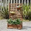 AMERLIFE Raised Bed with Trellis Raised Garden Bed Outdoor Planter Box Wood Lattice for Vine Climbing Plants Flowers