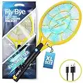 Fly-Bye - XL Electric Fly Swatter (Upgraded 2023 Version) - 4000v Electric Fly Zapper Racket - Electric Fly Killer Racket - Electric Bug Zapper, USB Rechargeable, Bright LED - Fly Killers for the Home