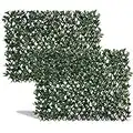 DOEWORKS Expandable Fence Privacy Screen for Balcony Patio Outdoor, 2PCS Faux Ivy Fencing Panel for Backdrop Garden Backyard Home Decorations