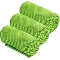 ZoneYan 3 Piezas Toalla de Enfriamiento, Toalla de Refrigeración, Toalla Refrescante, Toalla Gimnasio Microfibra, Cool Towel, Super Absorción de Agua, Verde, para Correr, Escalar, Hacer Senderismo