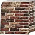 POPPAP 3D Wallpaper Faux Brick Wall Panels 52.5 Sqft. Peel and Stick 3D Wall Panel, Red Brown Brick Backsplash Wall Panels for Kitchen Livingroom Fireplace Wall Covering - 10 Panels