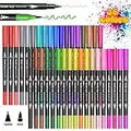 Dual Tip Brush Markers Pen, BOIROS 36 Colors Coloring Markers Watercolor Paint Pen for Adult Students, Painting, Lettering, DIY Card Making, Books Craft Coloring Doodling with Fine Liner Tip and Brush