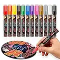 Kids B Crafty Acrylic Paint Pens for Rock Painting, Glass, Craft, Ceramic, Stone, Fabric, Wood,12 Colours Permanent Marker Pen, Arts and Craft Sets for Adults Kids, Acrylic Paint Markers, Fabric Pens