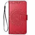 Hancda Hülle für iPhone SE 2022 / iPhone SE 2020 / iPhone 8 / iPhone 7 Handyhülle Klapphülle Tasche Hülle Flip Case Leder Schutzhülle Klappbar Cover Handytasche Geldbörse Magnet Case Lederhülle,Rot