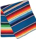 Mexitems Große authentische mexikanische Decke, bunt, Serape-Decke, 2,1 x 1,5 m, Blau