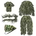 GUGULUZA Traje de Ghillie 3D para adultos, ropa de caza de camuflaje de bosque de selva, camouflage, M-L