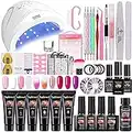 Gel Unghie Kit 48W Lampada UV Kit con 6 Colori 15ml Gel Ricostruzione Unghie + 4 Colori Smalto per Unghie in Gel + 100 Unghie Finte + Top Base Coat + Decorazione per Unghie Estensione delle Unghie Kit