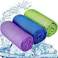 YQXCC 3 Pcs Cooling Towel (120x30 cm) Cool Cold Towel for Neck, Microfibre Ice Towel, Soft Breathable Chilly Towel for Yoga, Golf, Gym, Camping, Running, Workout & More Activities