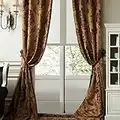 IYUEGO Luxury European Style Jacquard Silky Heavy Fabric Grommet Top Lining Blackout Curtains Drapes with Multi Size Custom 84" W x 84" L (One Panel)