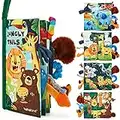 Sensory Toys Jungle Tails Books for Babies Touch and Feel Soft Books with Squeaker, Crinkle Paper for Newborn Infants Toddler Toys, Car Seat Baby Girls Gifts Newborn for 0 3 6 12 Months Boys Girls