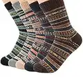 Zando Mens Warm Thick Socks Cozy Wool Sock Comfort Mid Calf Sock Winter Athletic Socks Vintage Cashmere Sock Hiking Crew Socks Cabin Sock 5 Pairs Stripe One Size