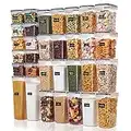 Vtopmart 32pcs Food Storage Container Set, Kitchen & Pantry Organizers and Storage, BPA-Free Plastic Airtight Food Storage Container with Lids for Cereal, Flour and Sugar, Includes 32 Labels