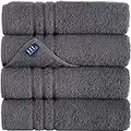 Hammam Linen Cool Grey Bath Towels 4-Pack - 27x54 Soft and Absorbent, Premium Quality Perfect for Daily Use 100% Cotton Towel 600 GSM