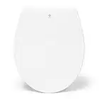 Blauer Hahn® WC Sitz Isar oval | Toilettendeckel mit Absenkautomatik und abnehmbar | Antibakterielle Klobrille aus Duroplast und rostfreiem Edelstahl | Toilettensitz weiß | Premium toilet seat