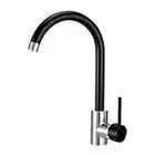 Kitchen Tap Black and Chrome Kitchen Sink Tap Mixer Single Lever Mixer Taps for Kitchen Sinks 1 Hole Monobloc Matt Black Chrome Kitchen Faucet Mighbow