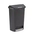 Amazon Basics Tall Kitchen Plastic Rectangular Trash Can with Steel Pedal, Black, 50 Liters
