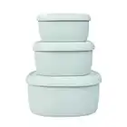 BLUE GINKGO Nesting Silicone Containers - Set of 3 Hard-Shell Silicone Food Storage Containers | BPA Free, Airtight, Dishwasher and Freezer Safe (6.7oz, 10oz, 20oz) - Green