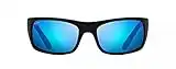 Maui Jim Men's and Women's Peahi Polarized Wrap Sunglasses, Black Matte Rubber/Blue Hawaii, Large