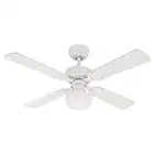 Westinghouse Ventilatore A Soffitto Vegas E27, 60 W, Finitura, Pale In Bianco, Pino Chiaro, 41.34 x 41.34 x 17.4 Cm