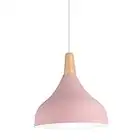 WOTTES - lampadari a sospensione, stile vintage, stile a goccia, attacco E27, in metallo, per camera da letto, sala da pranzo, cucina, Ø 20 cm (rosa)