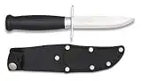 Cuchillo MORAKNIV Modelo Scout 39. Mango de Abedul Negro. Hoja: 8,5 cm. Funda de Piel. Herramienta para Caza, Pesca, Camping, Outdoor, Supervivencia y Bushcraft