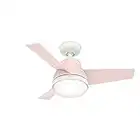 Hunter Valda Indoor Ceiling Fan with LED Light and Remote Control, 36", Blush Pink