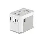 Adattatore Universale da Viaggio, TESSAN Presa Universale da Viaggio con 2USB e 3USB C, Adattatore da Viaggio con 10A Fusibile, Adattatore Universale per Italia Inghilterra Germania America Australia