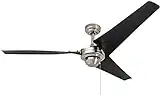 Prominence Home Almadale, 56 Inch Contemporary Indoor Ceiling Fan with No Light, Pull Chain, Modern High Performance Blades, Reversible Motor - 50330-01 (Brushed Nickel)