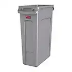 Rubbermaid Commercial Products Slim Jim Plastic Rectangular Trash/Garbage Can with Venting Channels, 23 Gallon, Gray (FG354060GRAY)