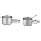 Cuisinart MCP66-28N MultiClad Pro Stainless 12-Quart Skillet, Stockpot w/Cover & MCP194-20N Multiclad Pro Triple Ply Stainless Cookware 4-Quart Skillet, Saucepan w/Cover