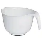 Glad Mixing Bowl with Handle – 3 Quart | Heavy Duty Plastic with Pour Spout and Non-Slip Base | Dishwasher Safe Kitchen Supplies for Cooking and Baking, White