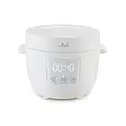 Yum Asia Tsuki mini cuociriso con ciotola in ceramica Shinsei (2,5 tazze, 0,45 litri) 5 funzioni di cottura del riso, 2 funzioni multicooker, display a LED nascosto, 220-240V (Pebble White)