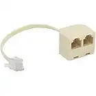 CABLEPELADO Bifurcador de telefono RJ11 con cable | Adaptador Divisor de Telefono RJ11 Macho a Doble RJ11 | Splitter de teléfono | 6P4C RJ11 - Beige