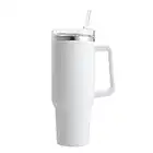 Tumblers Cup with Straw, Lid and Handle | 40oz/1200ml Stainless Steel Coffee Travel Insulated Stanleys Cup Mug | Leak Proof Vacuum Insulated Water Bottle for Hot Iced Drink,White