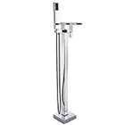 NeierThodore Polish Chrome Freestanding Bathtub Faucet Bath Tub Filler Faucet High Flow Brass Mixer Taps with Hand Sprayer