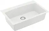Karran QT-712 Drop-In Quartz Composite 33 in. 1-Hole Single Bowl Kitchen Sink in White