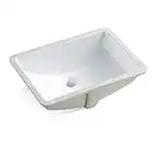 MEJE #202H -18 Inch Rectangle Undermount Bathroom Vessel Sink, Ceramic Lavatory Vanity Pure White…