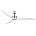 reiga 65" Large Modern White Gold DC Motor Modern Smart Ceiling Fan with Wifi Alexa App Remote Control, 6 Speeds, Timer for Garage Farmhouse