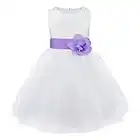 iEFiEL Vestito Bambina Cerimonia Tulle Abito da Principessa Ricamato Fiore Vestito da Sposa Damigella d'Onore 2-14 Anni Lavender B 4 Anni