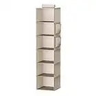 YOUDENOVA Étagère de Penderie à Suspendre Pliable,6 Niveaux,Rangement de Placard Suspendu,Organisateur de Vêtements avec Renfort Intérieur,Rangement Chaussure Beige