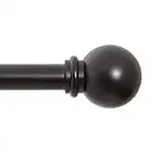 Kenney KN71607 5/8” Chelsea Ball Decorative Window Curtain Rod, 48-86", Black, KN71607, 48-86"