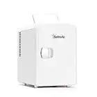 AstroAI Mini Refrigerador, Mini Nevera Portátil para el Skincare 4L 6 Latas de Refrescos, Mini Neveras 220V/12V para Enfriar y Calentar (Blanco)