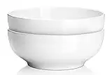 DOWAN 2 Packs Large Serving Bowls, 2.8 Quart Salad Bowls, Big Porcelain Pasta Bowl Set, Sturdy Ceramic Mixing Bowls, Microwave & Dishwasher Safe, Deep Soup Bowls for Family, Party, 9.5 Inch, White