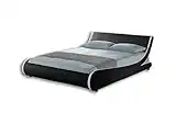 Home Detail Leather Bed Frame Double Bed or King Bed Upholstered with Faux Leather Fabric, Bed Frames Only in Double Size or King in Various Leather Bed Colours (King, Black/White)