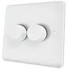 iolloi LED Dimmer Switch 2 Gang, Push on/off Rotary Trailing-Edge Dimmer Switch For Dimmable LED, No Neutral Required,2-Way,100 Watts (1-10 LEDs)