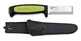 17438 - Cuchillo MORAKNIV Modelo Chisel. Mango de ABS Verde y Negro. Hoja: 7.5 cm. Acero Carbono Funda de ABS. Herramienta para Caza, Pesca, Camping, Outdoor, Supervivencia y Bushcraft